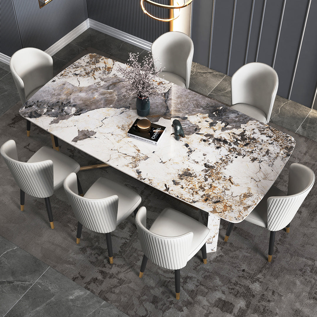 Metal Traditional Luxury Rectangle Indoor Table Sintered Stone Table for Dining Room Clearhalo ' dining_table' 'Dining Tables & Seating' 'Dining Tables' 'furn' 'furn_dining_table' 'Furniture' 'furniture_dining_table' 'Kitchen & Dining Furniture' 'kitchen&dining_furn' 'kitchen' 'kitchen_dining_table' 3756338