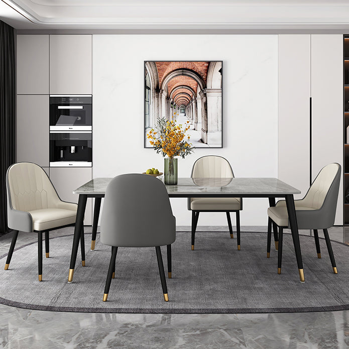 Contemporary Style Stone Dining Table Rectangle 4 Legs Table for Dining Room Clearhalo ' dining_table' 'Dining Tables & Seating' 'Dining Tables' 'furn' 'furn_dining_table' 'Furniture' 'furniture_dining_table' 'Kitchen & Dining Furniture' 'kitchen&dining_furn' 'kitchen' 'kitchen_dining_table' 3756342