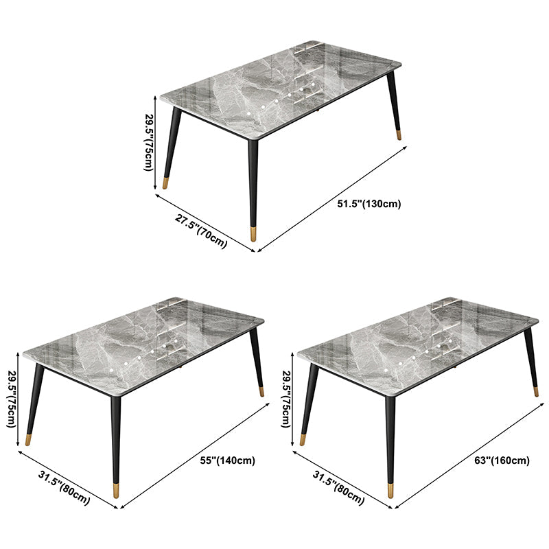 Contemporary Style Stone Dining Table Rectangle 4 Legs Table for Dining Room Clearhalo ' dining_table' 'Dining Tables & Seating' 'Dining Tables' 'furn' 'furn_dining_table' 'Furniture' 'furniture_dining_table' 'Kitchen & Dining Furniture' 'kitchen&dining_furn' 'kitchen' 'kitchen_dining_table' 3756349