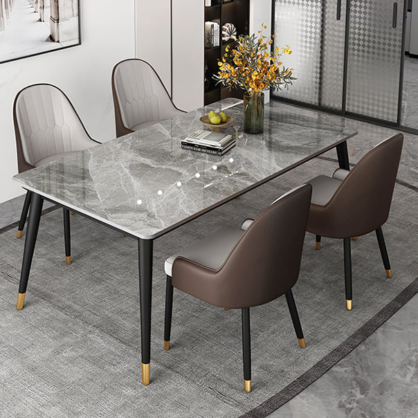 Contemporary Style Stone Dining Table Rectangle 4 Legs Table for Dining Room Clearhalo ' dining_table' 'Dining Tables & Seating' 'Dining Tables' 'furn' 'furn_dining_table' 'Furniture' 'furniture_dining_table' 'Kitchen & Dining Furniture' 'kitchen&dining_furn' 'kitchen' 'kitchen_dining_table' 3756350