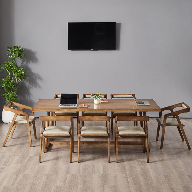 Rectangle Solid Wood White Dining Table Simplicity Trestle Base Table for Dining Room Clearhalo ' dining_table' 'Dining Tables & Seating' 'Dining Tables' 'furn' 'furn_dining_table' 'Furniture' 'furniture_dining_table' 'Kitchen & Dining Furniture' 'kitchen&dining_furn' 'kitchen' 'kitchen_dining_table' 3756353