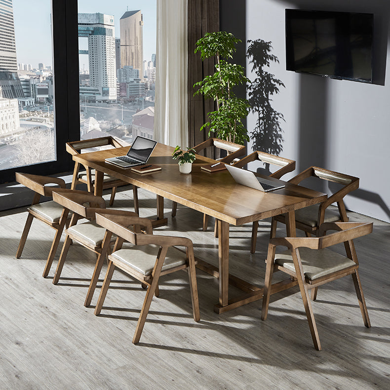 Rectangle Solid Wood White Dining Table Simplicity Trestle Base Table for Dining Room Clearhalo ' dining_table' 'Dining Tables & Seating' 'Dining Tables' 'furn' 'furn_dining_table' 'Furniture' 'furniture_dining_table' 'Kitchen & Dining Furniture' 'kitchen&dining_furn' 'kitchen' 'kitchen_dining_table' 3756365