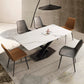 Contemporary Rectangle Shape Kitchen Dining Table Sintered Stone Dining Table with Pedestal Base Clearhalo ' dining_table' 'Dining Tables & Seating' 'Dining Tables' 'furn' 'furn_dining_table' 'Furniture' 'furniture_dining_table' 'Kitchen & Dining Furniture' 'kitchen&dining_furn' 'kitchen' 'kitchen_dining_table' 3756370