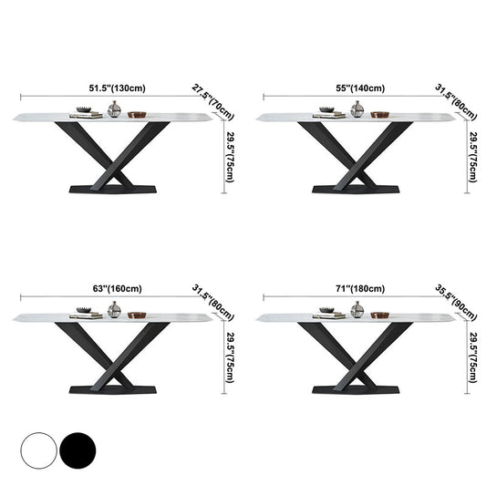 Contemporary Rectangle Shape Kitchen Dining Table Sintered Stone Dining Table with Pedestal Base