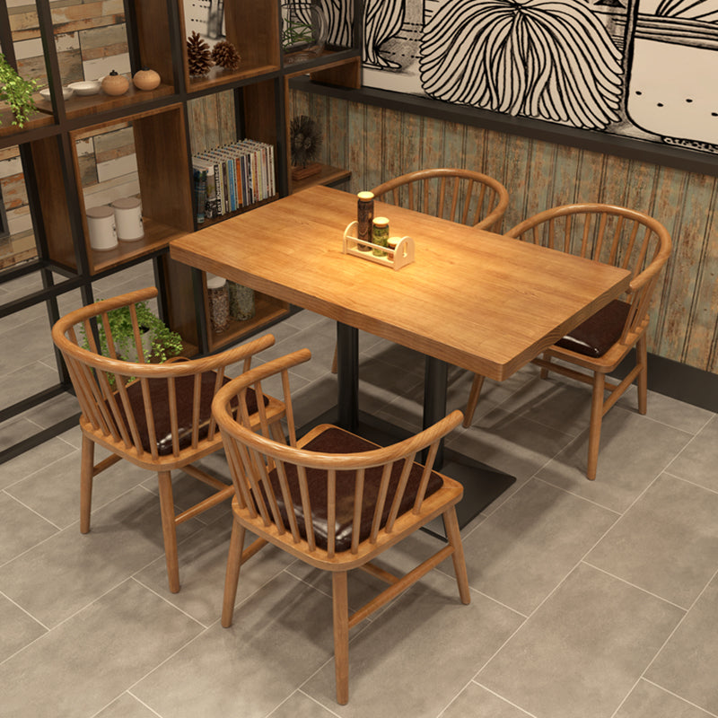 Industrial Style Home Solid Wood Dining Table Rectangular Shape Table with Single Pedestal Base Clearhalo ' dining_table' 'Dining Tables & Seating' 'Dining Tables' 'furn' 'furn_dining_table' 'Furniture' 'furniture_dining_table' 'Kitchen & Dining Furniture' 'kitchen&dining_furn' 'kitchen' 'kitchen_dining_table' 3756377