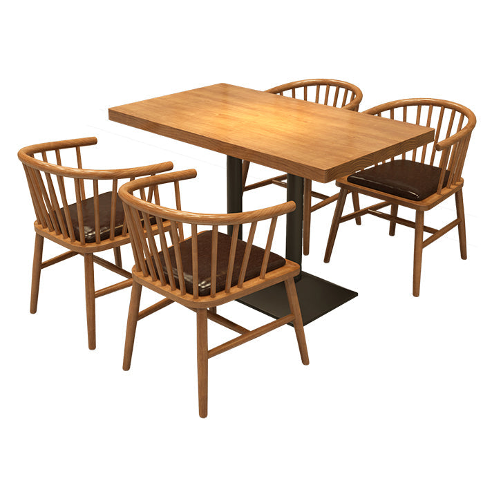 Industrial Style Home Solid Wood Dining Table Rectangular Shape Table with Single Pedestal Base Clearhalo ' dining_table' 'Dining Tables & Seating' 'Dining Tables' 'furn' 'furn_dining_table' 'Furniture' 'furniture_dining_table' 'Kitchen & Dining Furniture' 'kitchen&dining_furn' 'kitchen' 'kitchen_dining_table' 3756379