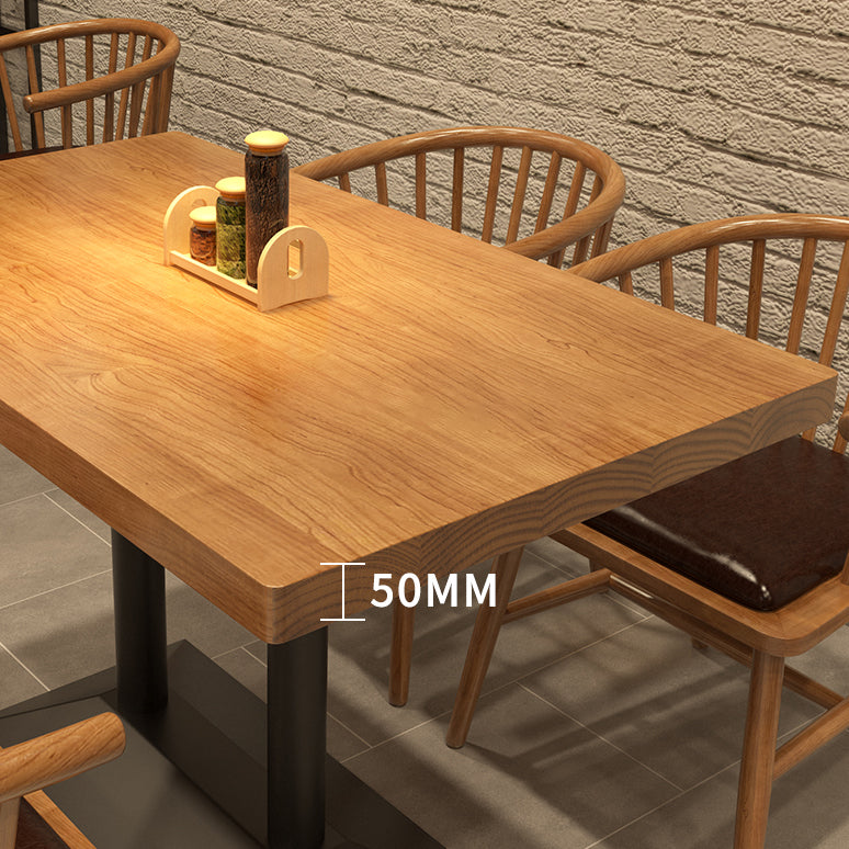 Industrial Style Home Solid Wood Dining Table Rectangular Shape Table with Single Pedestal Base Clearhalo ' dining_table' 'Dining Tables & Seating' 'Dining Tables' 'furn' 'furn_dining_table' 'Furniture' 'furniture_dining_table' 'Kitchen & Dining Furniture' 'kitchen&dining_furn' 'kitchen' 'kitchen_dining_table' 3756380