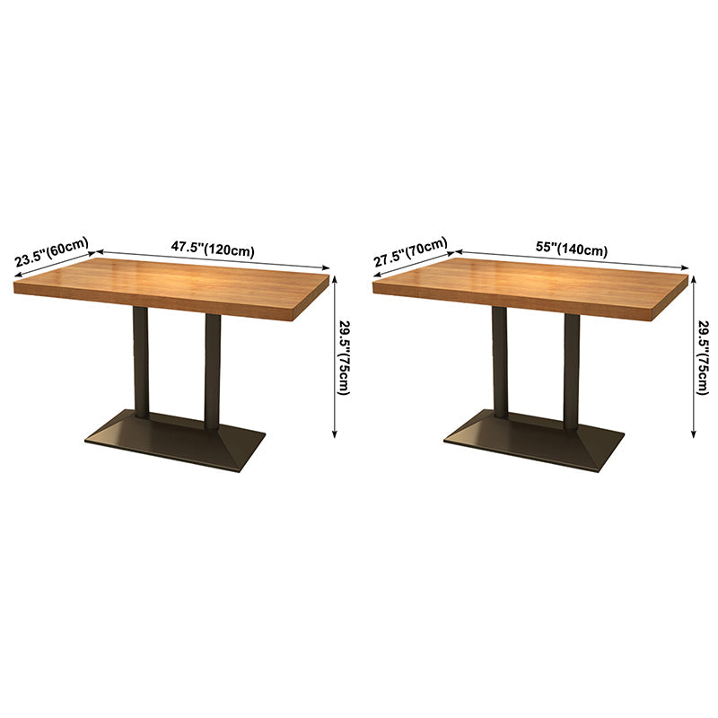 Industrial Style Home Solid Wood Dining Table Rectangular Shape Table with Single Pedestal Base Clearhalo ' dining_table' 'Dining Tables & Seating' 'Dining Tables' 'furn' 'furn_dining_table' 'Furniture' 'furniture_dining_table' 'Kitchen & Dining Furniture' 'kitchen&dining_furn' 'kitchen' 'kitchen_dining_table' 3756383