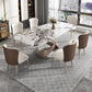 Metal Traditional Luxury Rectangle Dining Table Sintered Stone Table with Pedestal Base Clearhalo ' dining_table' 'Dining Tables & Seating' 'Dining Tables' 'furn' 'furn_dining_table' 'Furniture' 'furniture_dining_table' 'Kitchen & Dining Furniture' 'kitchen&dining_furn' 'kitchen' 'kitchen_dining_table' 3756384