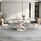 Metal Traditional Luxury Rectangle Dining Table Sintered Stone Table with Pedestal Base Clearhalo ' dining_table' 'Dining Tables & Seating' 'Dining Tables' 'furn' 'furn_dining_table' 'Furniture' 'furniture_dining_table' 'Kitchen & Dining Furniture' 'kitchen&dining_furn' 'kitchen' 'kitchen_dining_table' 3756385