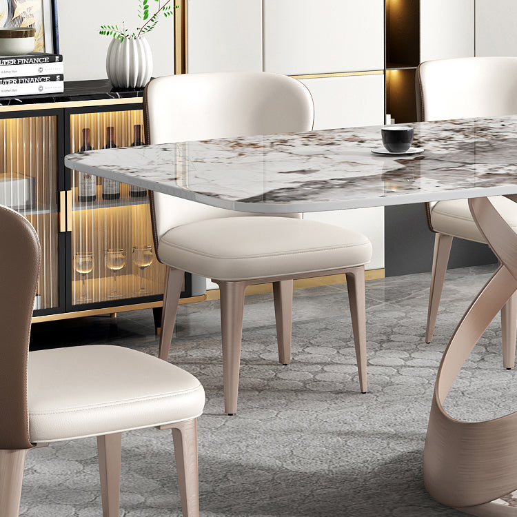 Metal Traditional Luxury Rectangle Dining Table Sintered Stone Table with Pedestal Base Clearhalo ' dining_table' 'Dining Tables & Seating' 'Dining Tables' 'furn' 'furn_dining_table' 'Furniture' 'furniture_dining_table' 'Kitchen & Dining Furniture' 'kitchen&dining_furn' 'kitchen' 'kitchen_dining_table' 3756390