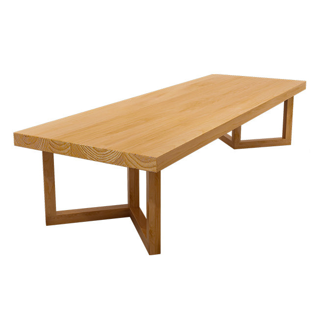 Rectangle Wood Color Dining Table Solid Wood Table Modern with Double Pedestal Without Chairs Clearhalo ' dining_table' 'Dining Tables & Seating' 'Dining Tables' 'furn' 'furn_dining_table' 'Furniture' 'furniture_dining_table' 'Kitchen & Dining Furniture' 'kitchen&dining_furn' 'kitchen' 'kitchen_dining_table' 3756398