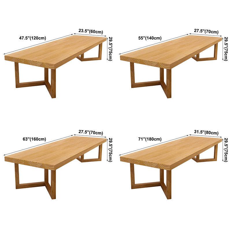 Rectangle Wood Color Dining Table Solid Wood Table Modern with Double Pedestal Clearhalo ' dining_table' 'Dining Tables & Seating' 'Dining Tables' 'furn' 'furn_dining_table' 'Furniture' 'furniture_dining_table' 'Kitchen & Dining Furniture' 'kitchen&dining_furn' 'kitchen' 'kitchen_dining_table' 3756403