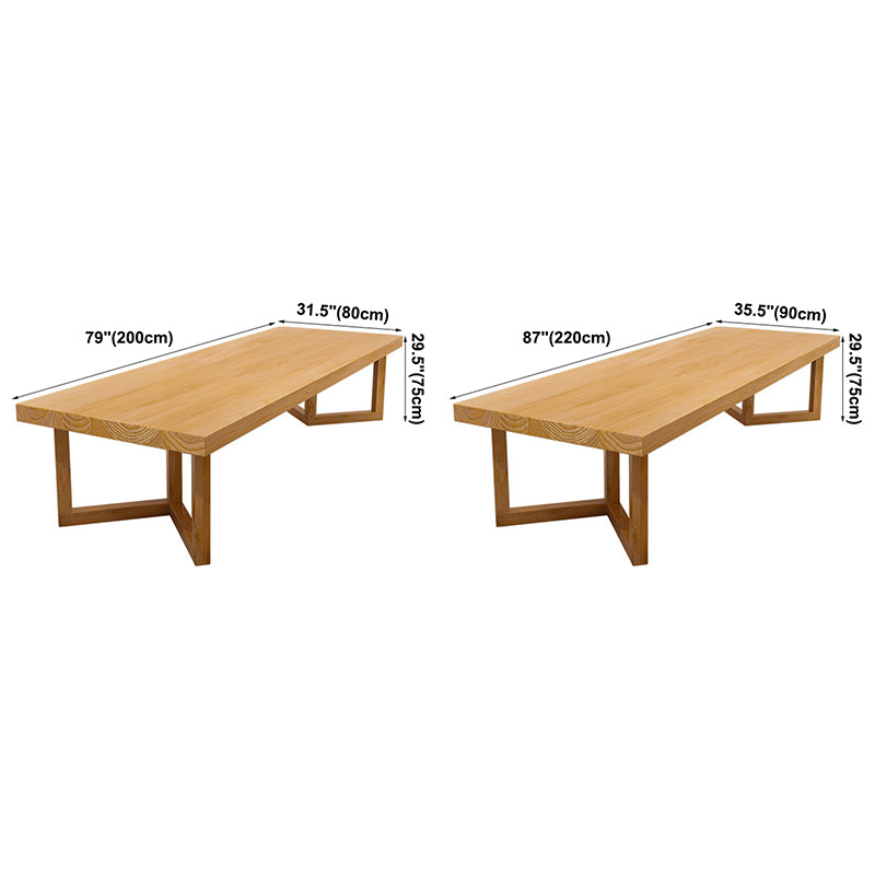 Rectangle Wood Color Dining Table Solid Wood Table Modern with Double Pedestal Clearhalo ' dining_table' 'Dining Tables & Seating' 'Dining Tables' 'furn' 'furn_dining_table' 'Furniture' 'furniture_dining_table' 'Kitchen & Dining Furniture' 'kitchen&dining_furn' 'kitchen' 'kitchen_dining_table' 3756404