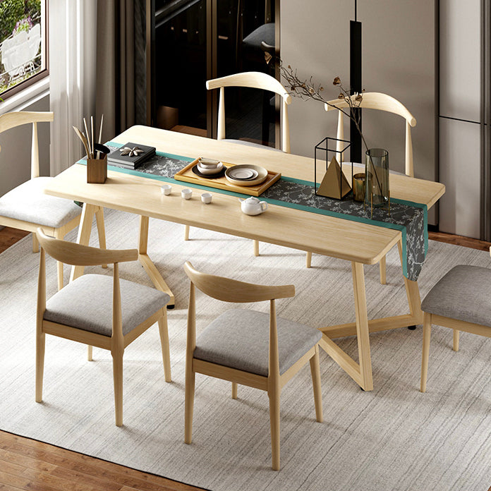 Rectangle Shape Modern Dining Table Wood Color Fixed Table with Wooden Clearhalo ' dining_table' 'Dining Tables & Seating' 'Dining Tables' 'furn' 'furn_dining_table' 'Furniture' 'furniture_dining_table' 'Kitchen & Dining Furniture' 'kitchen&dining_furn' 'kitchen' 'kitchen_dining_table' 3756410