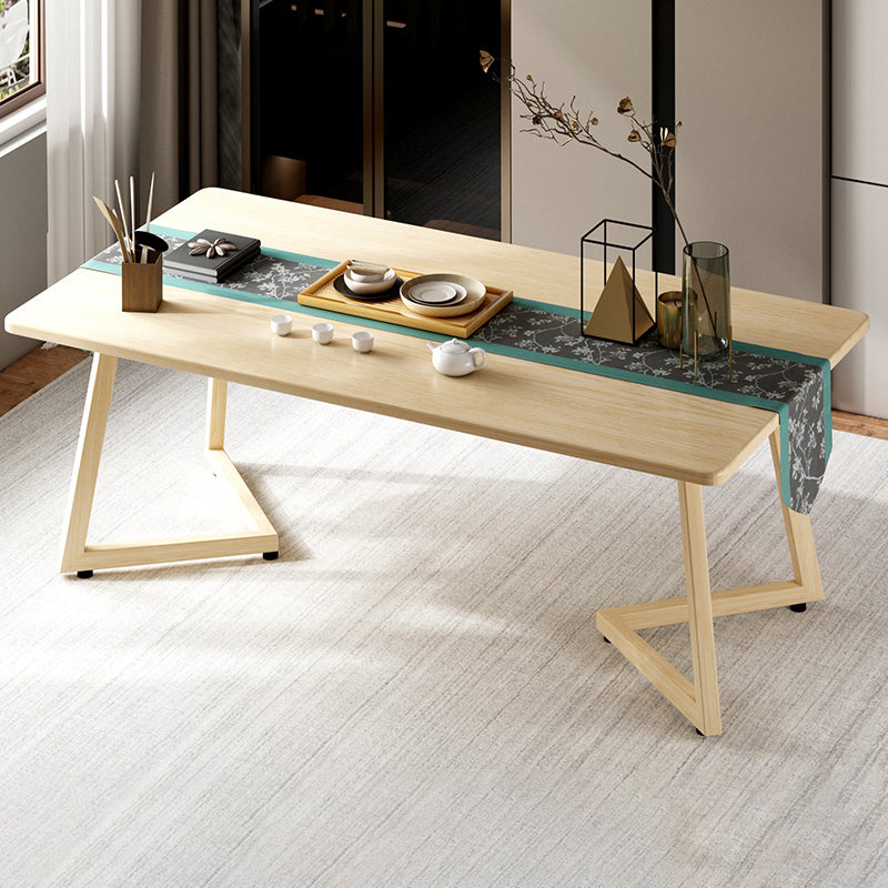 Rectangle Shape Modern Dining Table Wood Color Fixed Table with Wooden Natural 55.1"L x 27.6"W x 29.1"H Without Chairs Clearhalo ' dining_table' 'Dining Tables & Seating' 'Dining Tables' 'furn' 'furn_dining_table' 'Furniture' 'furniture_dining_table' 'Kitchen & Dining Furniture' 'kitchen&dining_furn' 'kitchen' 'kitchen_dining_table' 3756411