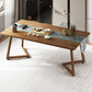 Rectangle Shape Modern Dining Table Wood Color Fixed Table with Wooden Walnut 55.1"L x 27.6"W x 29.1"H Without Chairs Clearhalo ' dining_table' 'Dining Tables & Seating' 'Dining Tables' 'furn' 'furn_dining_table' 'Furniture' 'furniture_dining_table' 'Kitchen & Dining Furniture' 'kitchen&dining_furn' 'kitchen' 'kitchen_dining_table' 3756413