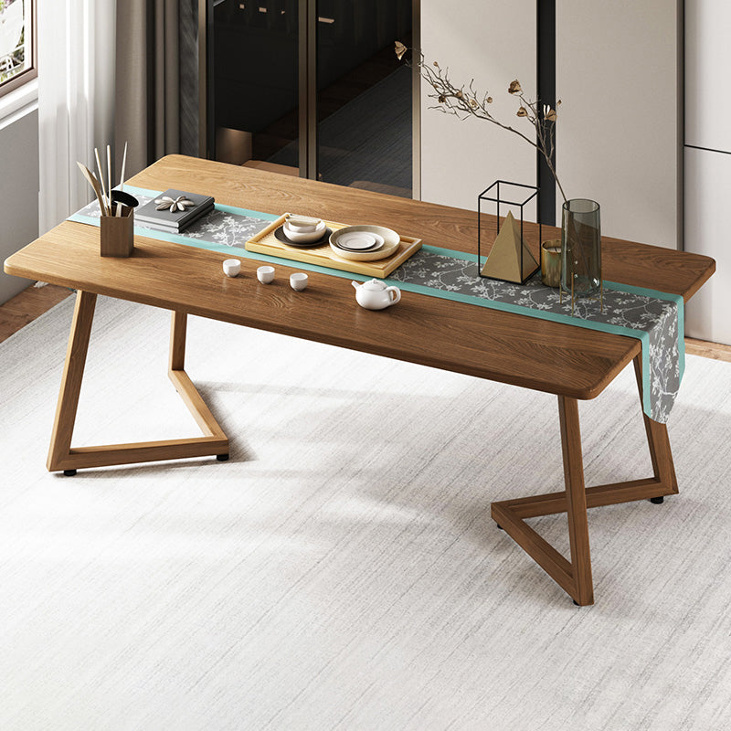 Rectangle Shape Modern Dining Table Wood Color Fixed Table with Wooden Walnut 55.1"L x 27.6"W x 29.1"H Without Chairs Clearhalo ' dining_table' 'Dining Tables & Seating' 'Dining Tables' 'furn' 'furn_dining_table' 'Furniture' 'furniture_dining_table' 'Kitchen & Dining Furniture' 'kitchen&dining_furn' 'kitchen' 'kitchen_dining_table' 3756413