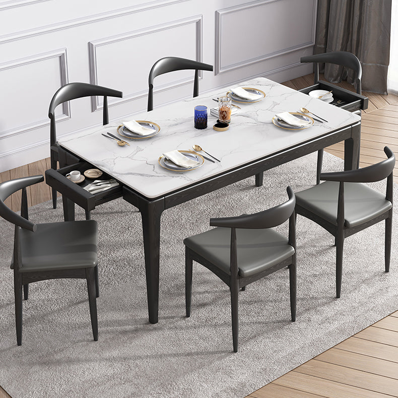Modern Style Home Sintered Stone Dining Table Rectangle Shape Table with Ash Wood Base Clearhalo ' dining_table' 'Dining Tables & Seating' 'Dining Tables' 'furn' 'furn_dining_table' 'Furniture' 'furniture_dining_table' 'Kitchen & Dining Furniture' 'kitchen&dining_furn' 'kitchen' 'kitchen_dining_table' 3756421