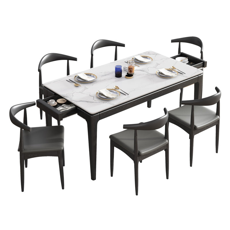 Modern Style Home Sintered Stone Dining Table Rectangle Shape Table with Ash Wood Base Clearhalo ' dining_table' 'Dining Tables & Seating' 'Dining Tables' 'furn' 'furn_dining_table' 'Furniture' 'furniture_dining_table' 'Kitchen & Dining Furniture' 'kitchen&dining_furn' 'kitchen' 'kitchen_dining_table' 3756428