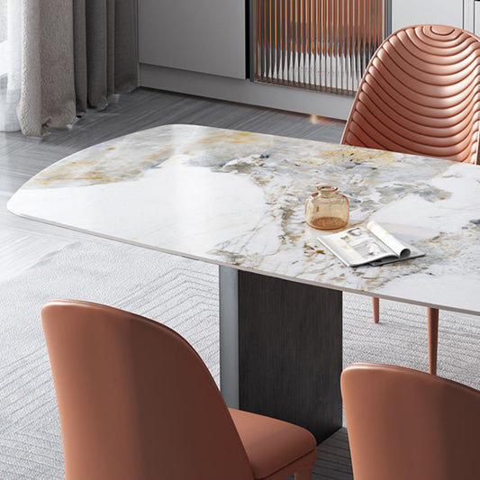 Metal Modern Rectangle Indoor Table Sintered Stone Table for Dining Room