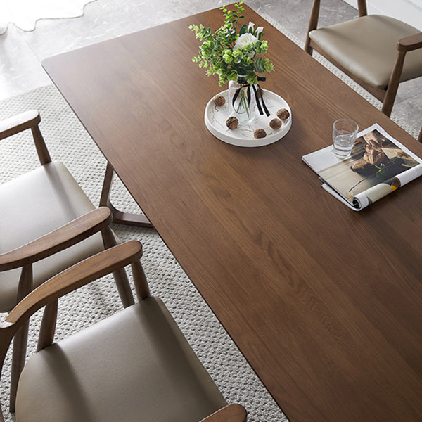 Modern Solid Wood Brown Dining Table Rectangle Shape Dining Table with Double Pedestal Bases Clearhalo ' dining_table' 'Dining Tables & Seating' 'Dining Tables' 'furn' 'furn_dining_table' 'Furniture' 'furniture_dining_table' 'Kitchen & Dining Furniture' 'kitchen&dining_furn' 'kitchen' 'kitchen_dining_table' 3756450