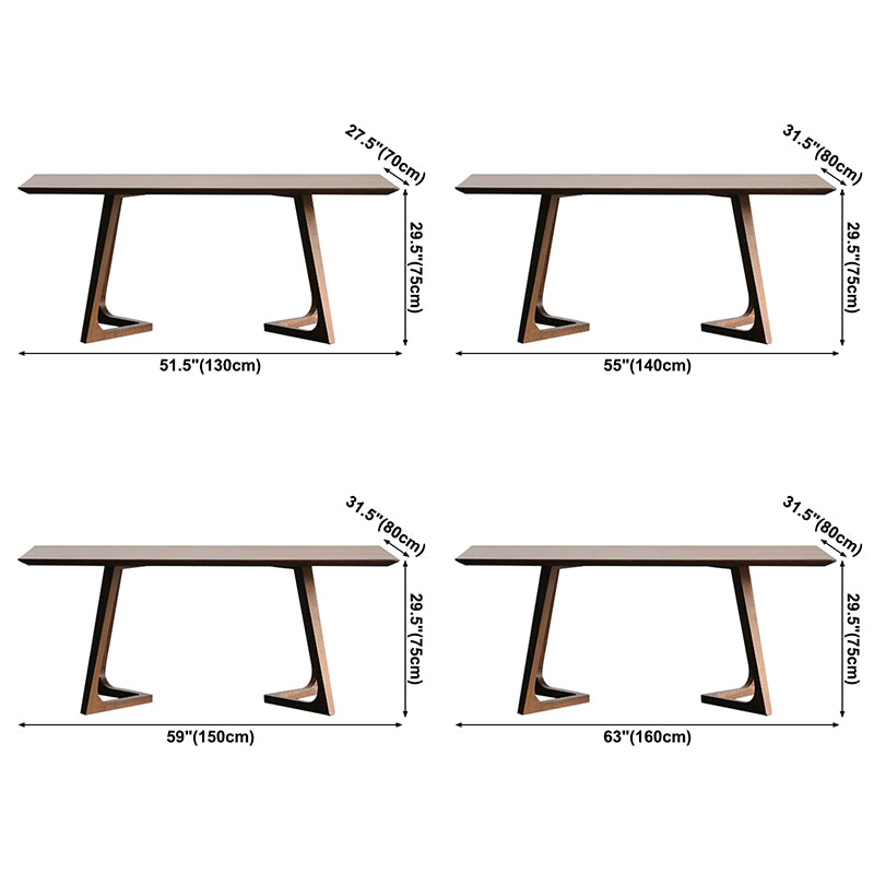 Modern Solid Wood Brown Dining Table Rectangle Shape Dining Table with Double Pedestal Bases Clearhalo ' dining_table' 'Dining Tables & Seating' 'Dining Tables' 'furn' 'furn_dining_table' 'Furniture' 'furniture_dining_table' 'Kitchen & Dining Furniture' 'kitchen&dining_furn' 'kitchen' 'kitchen_dining_table' 3756454