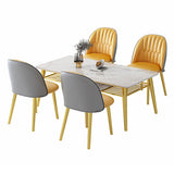 Glam Sintered Stone Kitchen Dining Table Rectangle Shape White Dining Table for Kitchen Clearhalo ' dining_table' 'Dining Tables & Seating' 'Dining Tables' 'furn' 'furn_dining_table' 'Furniture' 'furniture_dining_table' 'Kitchen & Dining Furniture' 'kitchen&dining_furn' 'kitchen' 'kitchen_dining_table' 3756465