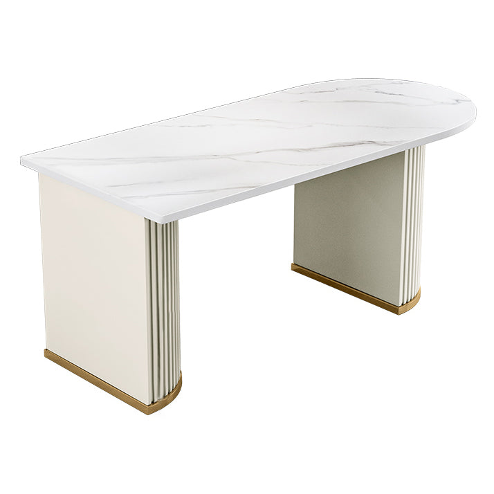 Metal Traditional Luxury Free Form Indoor Table Sintered Stone Table for Kitchen and Dining Room Free Form White Clearhalo ' dining_table' 'Dining Tables & Seating' 'Dining Tables' 'furn' 'furn_dining_table' 'Furniture' 'furniture_dining_table' 'Kitchen & Dining Furniture' 'kitchen&dining_furn' 'kitchen' 'kitchen_dining_table' 3756488
