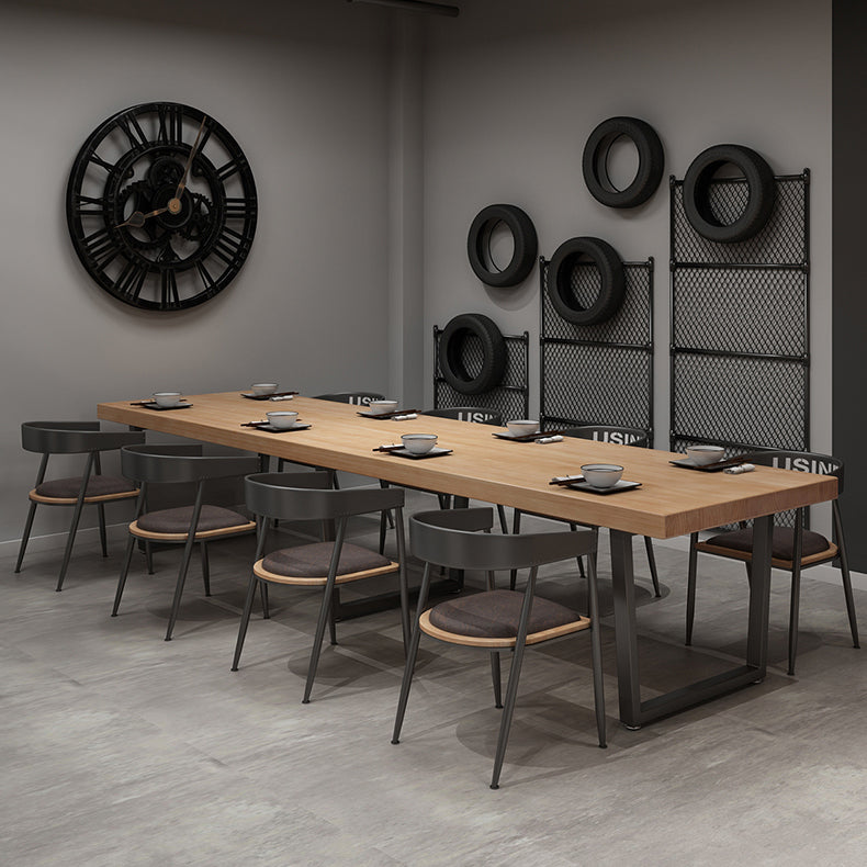 Industrial Style Solid Wood Dining Table Brown Rectangle Sled Base Table for Dinning Room Clearhalo ' dining_table' 'Dining Tables & Seating' 'Dining Tables' 'furn' 'furn_dining_table' 'Furniture' 'furniture_dining_table' 'Kitchen & Dining Furniture' 'kitchen&dining_furn' 'kitchen' 'kitchen_dining_table' 3756507