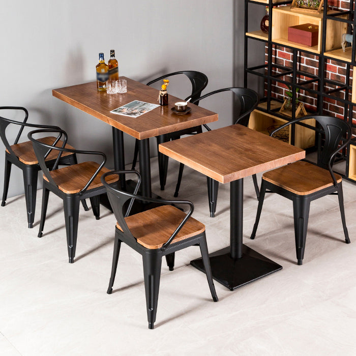 Solid Wood Industrial Style Dining Table Brown Table with Black Frame for Dinning Room Clearhalo ' dining_table' 'Dining Tables & Seating' 'Dining Tables' 'furn' 'furn_dining_table' 'Furniture' 'furniture_dining_table' 'Kitchen & Dining Furniture' 'kitchen&dining_furn' 'kitchen' 'kitchen_dining_table' 3756527