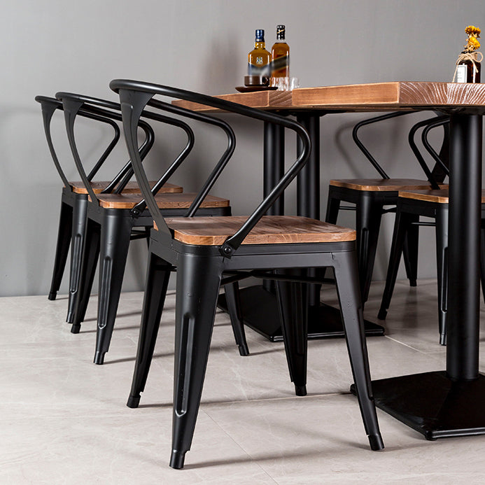 Solid Wood Industrial Style Dining Table Brown Table with Black Frame for Dinning Room Clearhalo ' dining_table' 'Dining Tables & Seating' 'Dining Tables' 'furn' 'furn_dining_table' 'Furniture' 'furniture_dining_table' 'Kitchen & Dining Furniture' 'kitchen&dining_furn' 'kitchen' 'kitchen_dining_table' 3756535