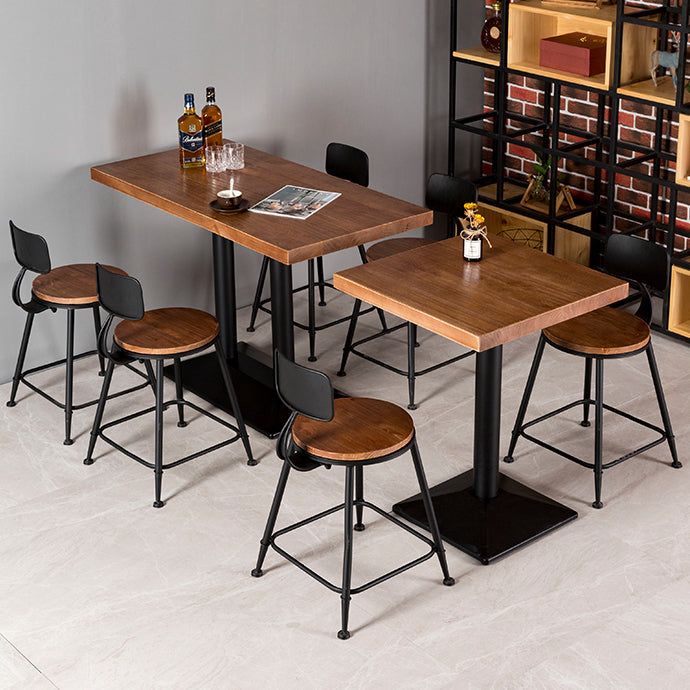 Solid Wood Industrial Style Dining Table Brown Table with Black Frame for Dinning Room Clearhalo ' dining_table' 'Dining Tables & Seating' 'Dining Tables' 'furn' 'furn_dining_table' 'Furniture' 'furniture_dining_table' 'Kitchen & Dining Furniture' 'kitchen&dining_furn' 'kitchen' 'kitchen_dining_table' 3756542