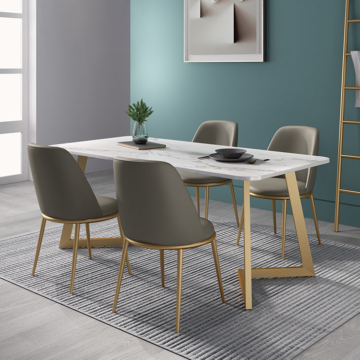 Metal Traditional Luxury Rectangle Indoor Table Sintered Stone Table with Sled Base Clearhalo ' dining_table' 'Dining Tables & Seating' 'Dining Tables' 'furn' 'furn_dining_table' 'Furniture' 'furniture_dining_table' 'Kitchen & Dining Furniture' 'kitchen&dining_furn' 'kitchen' 'kitchen_dining_table' 3756543