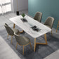 Metal Traditional Luxury Rectangle Indoor Table Sintered Stone Table with Sled Base Clearhalo ' dining_table' 'Dining Tables & Seating' 'Dining Tables' 'furn' 'furn_dining_table' 'Furniture' 'furniture_dining_table' 'Kitchen & Dining Furniture' 'kitchen&dining_furn' 'kitchen' 'kitchen_dining_table' 3756544
