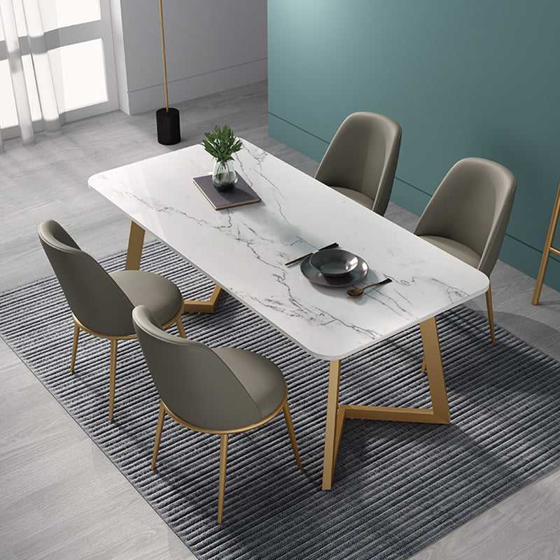 Metal Traditional Luxury Rectangle Indoor Table Sintered Stone Table with Sled Base Clearhalo ' dining_table' 'Dining Tables & Seating' 'Dining Tables' 'furn' 'furn_dining_table' 'Furniture' 'furniture_dining_table' 'Kitchen & Dining Furniture' 'kitchen&dining_furn' 'kitchen' 'kitchen_dining_table' 3756544
