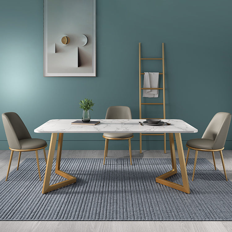 Metal Traditional Luxury Rectangle Indoor Table Sintered Stone Table with Sled Base Clearhalo ' dining_table' 'Dining Tables & Seating' 'Dining Tables' 'furn' 'furn_dining_table' 'Furniture' 'furniture_dining_table' 'Kitchen & Dining Furniture' 'kitchen&dining_furn' 'kitchen' 'kitchen_dining_table' 3756545