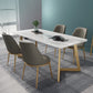Metal Traditional Luxury Rectangle Indoor Table Sintered Stone Table with Sled Base Clearhalo ' dining_table' 'Dining Tables & Seating' 'Dining Tables' 'furn' 'furn_dining_table' 'Furniture' 'furniture_dining_table' 'Kitchen & Dining Furniture' 'kitchen&dining_furn' 'kitchen' 'kitchen_dining_table' 3756548