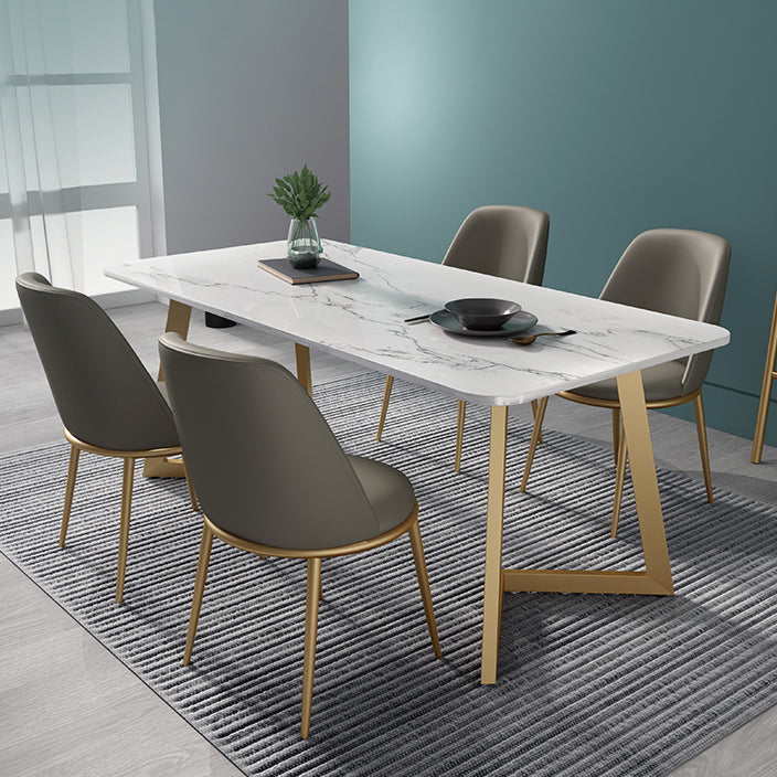 Metal Traditional Luxury Rectangle Indoor Table Sintered Stone Table with Sled Base Clearhalo ' dining_table' 'Dining Tables & Seating' 'Dining Tables' 'furn' 'furn_dining_table' 'Furniture' 'furniture_dining_table' 'Kitchen & Dining Furniture' 'kitchen&dining_furn' 'kitchen' 'kitchen_dining_table' 3756548