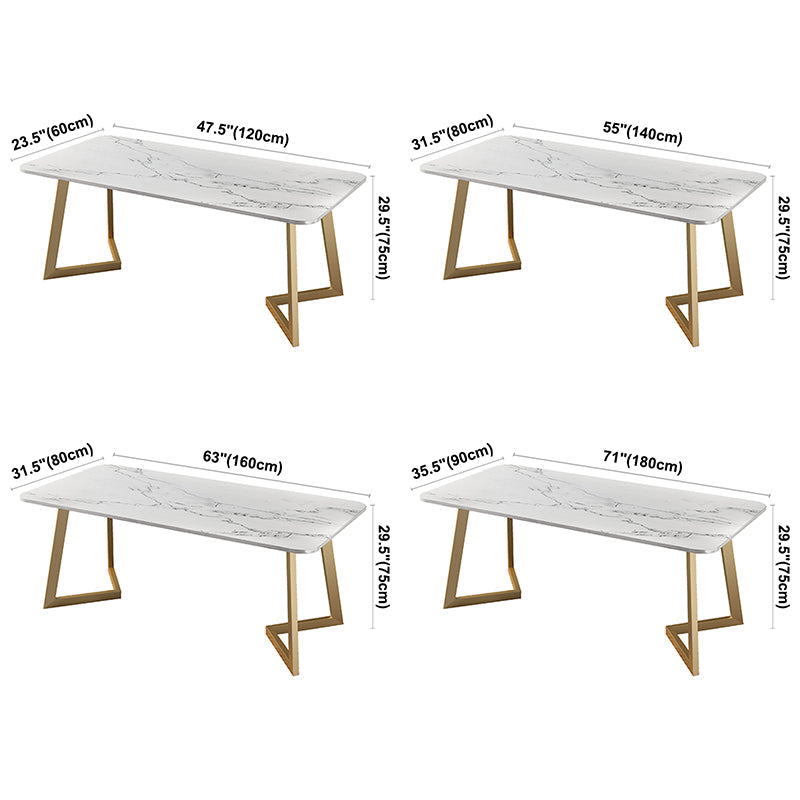 Metal Traditional Luxury Rectangle Indoor Table Sintered Stone Table with Sled Base Clearhalo ' dining_table' 'Dining Tables & Seating' 'Dining Tables' 'furn' 'furn_dining_table' 'Furniture' 'furniture_dining_table' 'Kitchen & Dining Furniture' 'kitchen&dining_furn' 'kitchen' 'kitchen_dining_table' 3756552