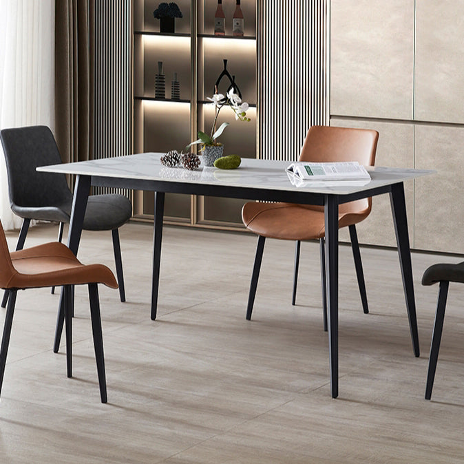 Sintered Stone Top Dining Table Rectangle Table with Metal Base and 4 Legs Clearhalo ' dining_table' 'Dining Tables & Seating' 'Dining Tables' 'furn' 'furn_dining_table' 'Furniture' 'furniture_dining_table' 'Kitchen & Dining Furniture' 'kitchen&dining_furn' 'kitchen' 'kitchen_dining_table' 3756568