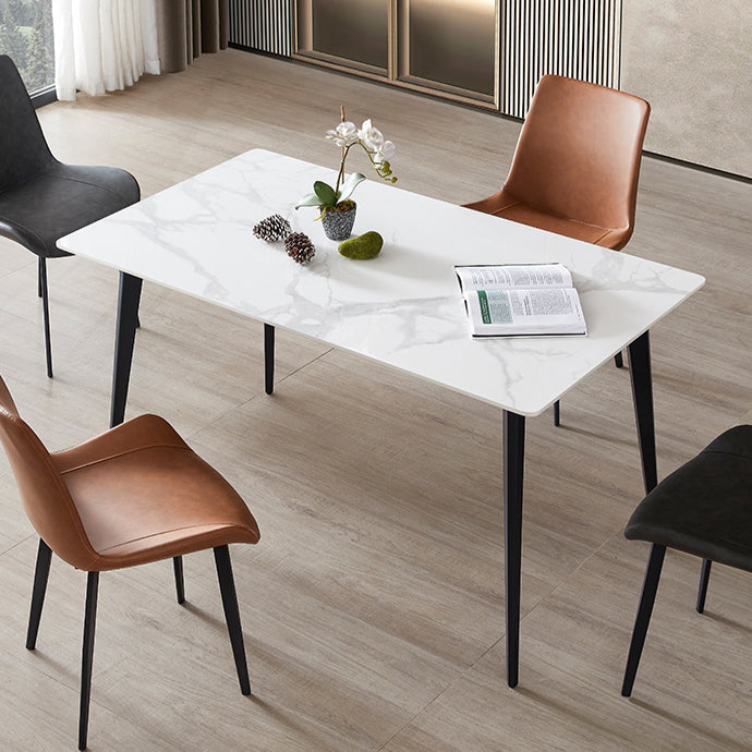 Sintered Stone Top Dining Table Rectangle Table with Metal Base and 4 Legs Clearhalo ' dining_table' 'Dining Tables & Seating' 'Dining Tables' 'furn' 'furn_dining_table' 'Furniture' 'furniture_dining_table' 'Kitchen & Dining Furniture' 'kitchen&dining_furn' 'kitchen' 'kitchen_dining_table' 3756569