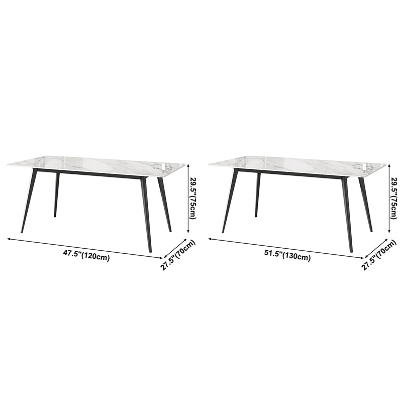 Sintered Stone Top Dining Table Rectangle Table with Metal Base and 4 Legs Clearhalo ' dining_table' 'Dining Tables & Seating' 'Dining Tables' 'furn' 'furn_dining_table' 'Furniture' 'furniture_dining_table' 'Kitchen & Dining Furniture' 'kitchen&dining_furn' 'kitchen' 'kitchen_dining_table' 3756576
