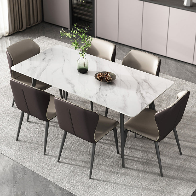 Sintered Stone Top Dining Table Rectangle Table with Metal Base and 4 Legs Clearhalo ' dining_table' 'Dining Tables & Seating' 'Dining Tables' 'furn' 'furn_dining_table' 'Furniture' 'furniture_dining_table' 'Kitchen & Dining Furniture' 'kitchen&dining_furn' 'kitchen' 'kitchen_dining_table' 3756577