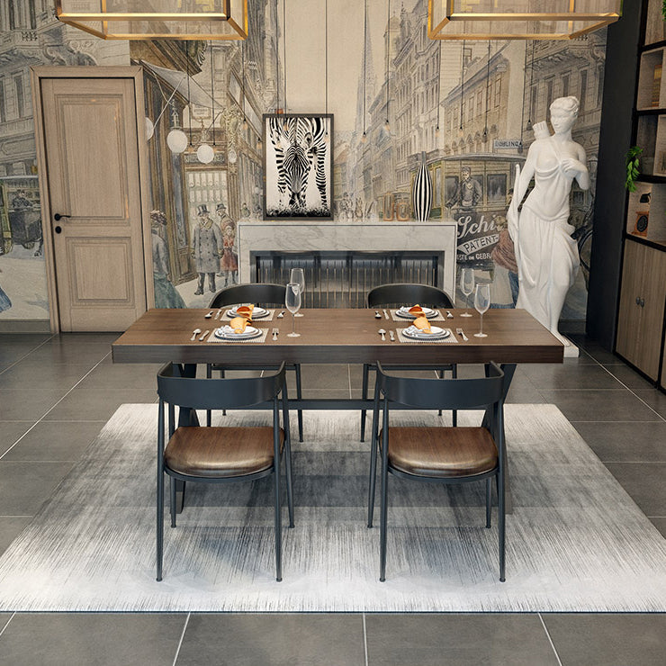Industrial Style Solid Wood Dining Table Metallic Trestle Base Rectangle Table for Home Clearhalo ' dining_table' 'Dining Tables & Seating' 'Dining Tables' 'furn' 'furn_dining_table' 'Furniture' 'furniture_dining_table' 'Kitchen & Dining Furniture' 'kitchen&dining_furn' 'kitchen' 'kitchen_dining_table' 3756583