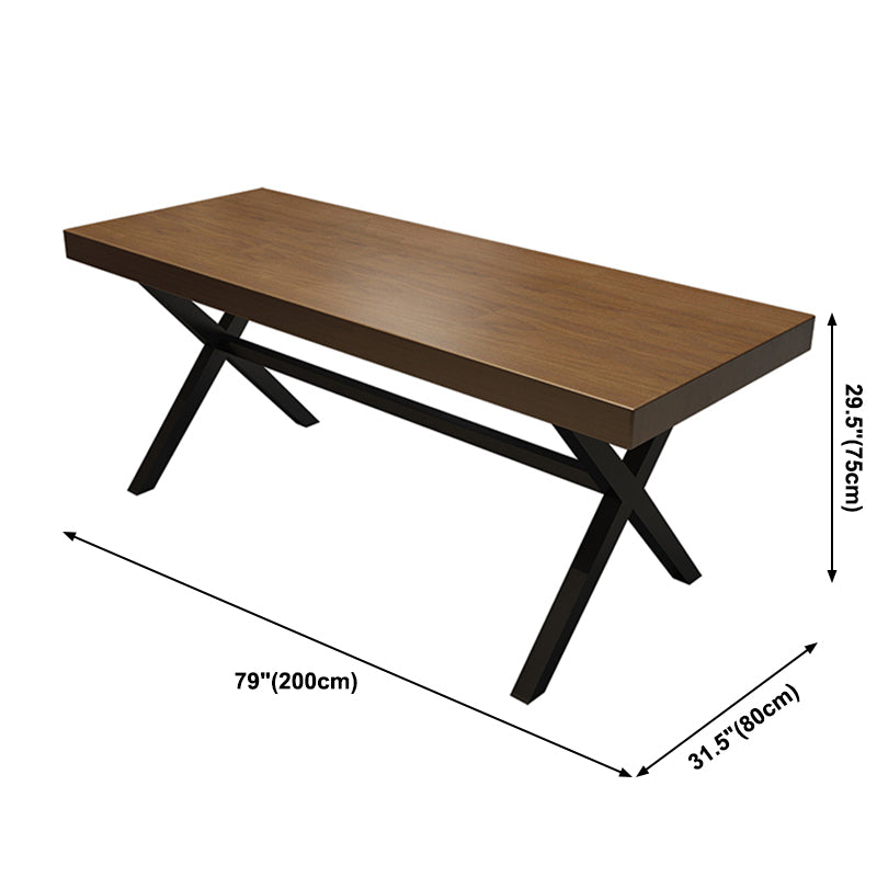 Industrial Style Solid Wood Dining Table Metallic Trestle Base Rectangle Table for Home Clearhalo ' dining_table' 'Dining Tables & Seating' 'Dining Tables' 'furn' 'furn_dining_table' 'Furniture' 'furniture_dining_table' 'Kitchen & Dining Furniture' 'kitchen&dining_furn' 'kitchen' 'kitchen_dining_table' 3756587