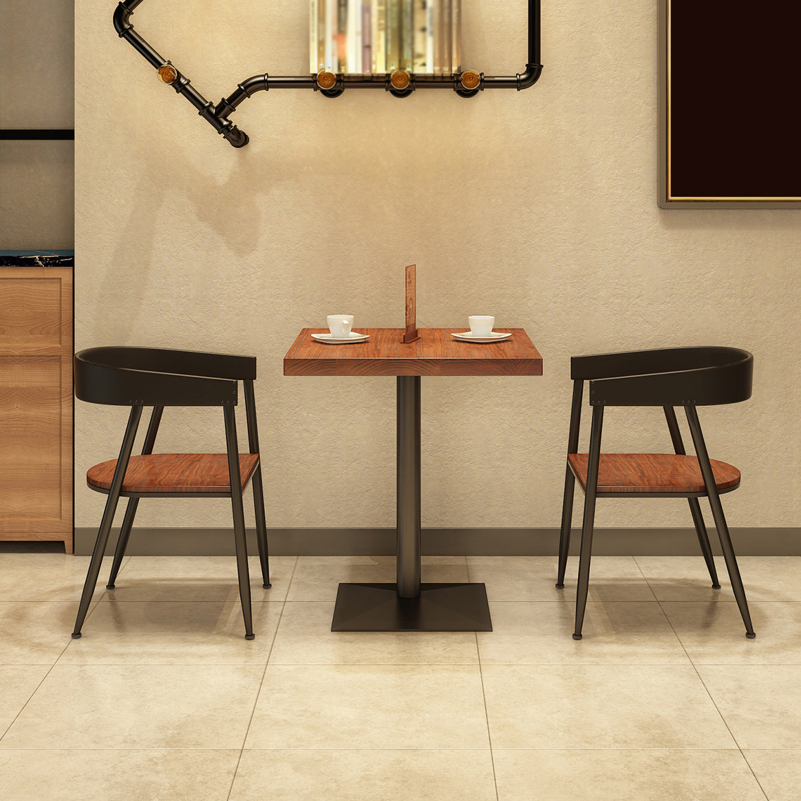 Industrial Style Solid Wood Dining Table Brown square Pedestal Table for Dinning Room Clearhalo ' dining_table' 'Dining Tables & Seating' 'Dining Tables' 'furn' 'furn_dining_table' 'Furniture' 'furniture_dining_table' 'Kitchen & Dining Furniture' 'kitchen&dining_furn' 'kitchen' 'kitchen_dining_table' 3756589