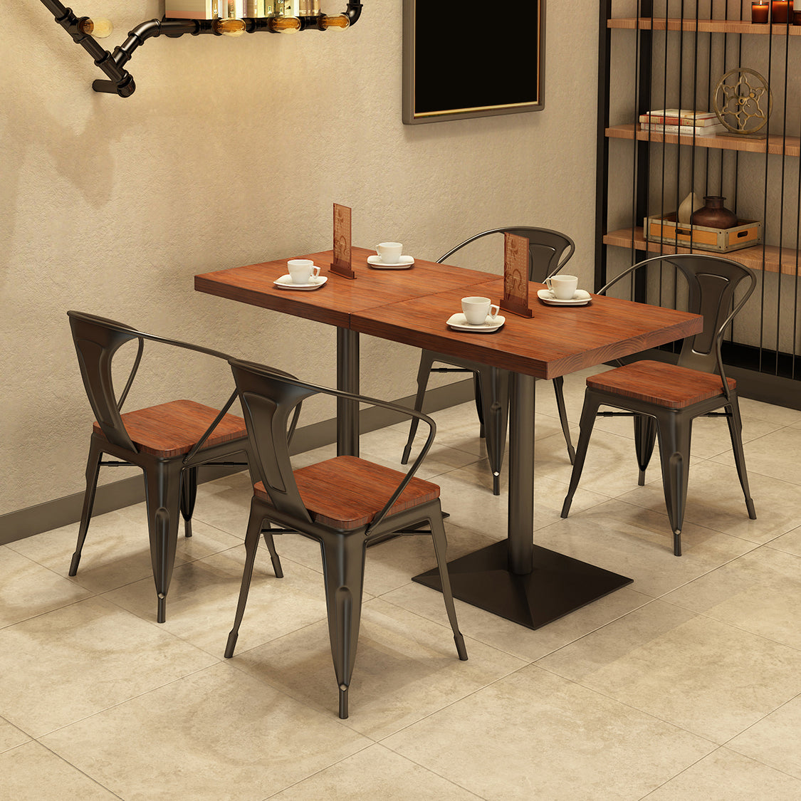 Industrial Style Solid Wood Dining Table Brown square Pedestal Table for Dinning Room Clearhalo ' dining_table' 'Dining Tables & Seating' 'Dining Tables' 'furn' 'furn_dining_table' 'Furniture' 'furniture_dining_table' 'Kitchen & Dining Furniture' 'kitchen&dining_furn' 'kitchen' 'kitchen_dining_table' 3756590