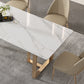Glam Sintered Stone White Dining Table Rectangle Kitchen Dining Table for Kitchen Clearhalo ' dining_table' 'Dining Tables & Seating' 'Dining Tables' 'furn' 'furn_dining_table' 'Furniture' 'furniture_dining_table' 'Kitchen & Dining Furniture' 'kitchen&dining_furn' 'kitchen' 'kitchen_dining_table' 3756605