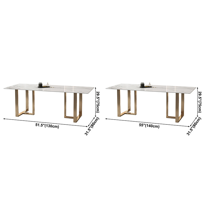 Glam Sintered Stone White Dining Table Rectangle Kitchen Dining Table for Kitchen Clearhalo ' dining_table' 'Dining Tables & Seating' 'Dining Tables' 'furn' 'furn_dining_table' 'Furniture' 'furniture_dining_table' 'Kitchen & Dining Furniture' 'kitchen&dining_furn' 'kitchen' 'kitchen_dining_table' 3756607